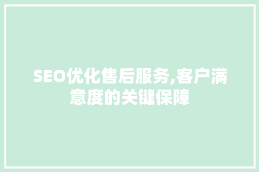 SEO优化售后服务,客户满意度的关键保障
