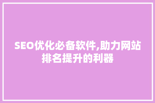 SEO优化必备软件,助力网站排名提升的利器