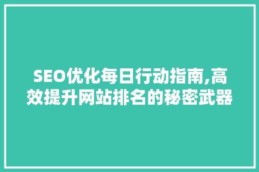 SEO优化每日行动指南,高效提升网站排名的秘密武器
