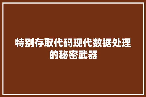 特别存取代码现代数据处理的秘密武器