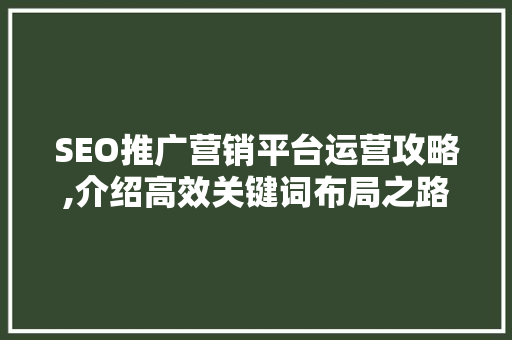 SEO推广营销平台运营攻略,介绍高效关键词布局之路
