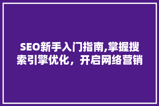 SEO新手入门指南,掌握搜索引擎优化，开启网络营销新篇章