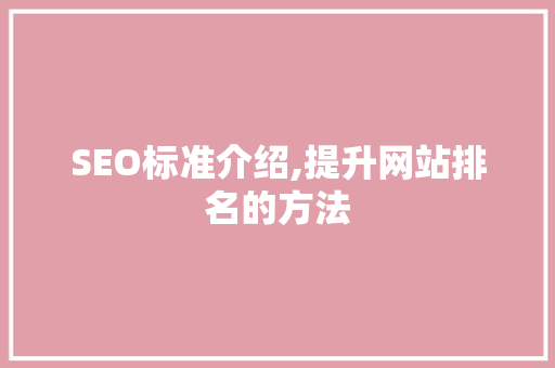 SEO标准介绍,提升网站排名的方法