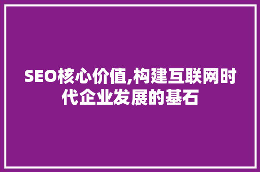 SEO核心价值,构建互联网时代企业发展的基石