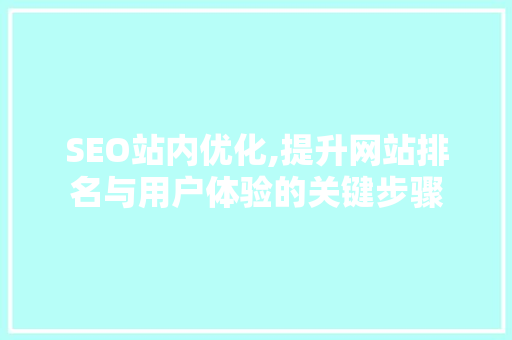 SEO站内优化,提升网站排名与用户体验的关键步骤