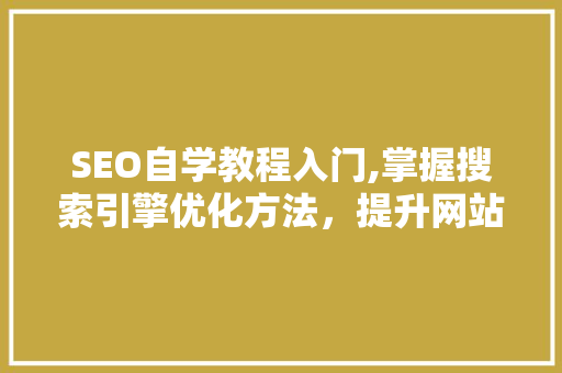 SEO自学教程入门,掌握搜索引擎优化方法，提升网站收录与排名