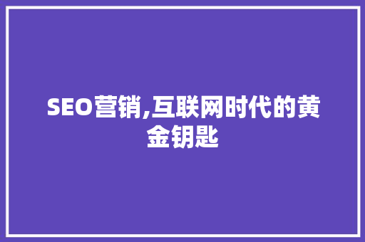 SEO营销,互联网时代的黄金钥匙