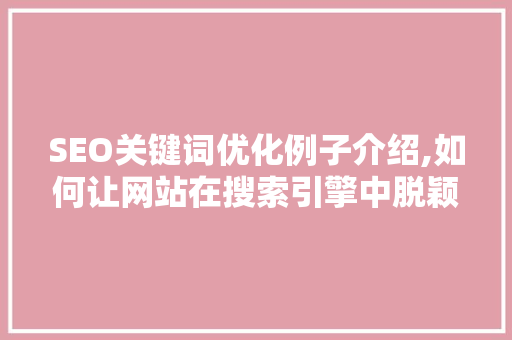 SEO关键词优化例子介绍,如何让网站在搜索引擎中脱颖而出