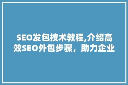 SEO发包技术教程,介绍高效SEO外包步骤，助力企业网站优化