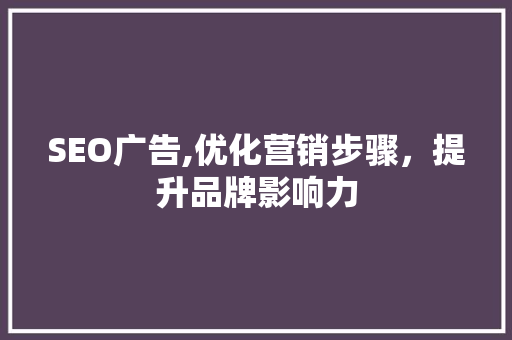 SEO广告,优化营销步骤，提升品牌影响力